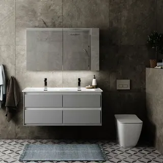 Ideal Standard Möbeldoppel-Waschtisch Strada II, je 1 Hahnloch, mit Überlauf, 1240x460x180mm, Weiß – Bild 5