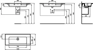 Ideal Standard Möbelwaschtisch Strada II, ohne Hahnloch, mit Überlauf, 1040x460x180mm, Weiß – Bild 5