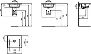 Ideal Standard Möbelwaschtisch Strada II, ohne Hahnloch, mit Überlauf, 540x460x180mm, Weiß – Bild 5