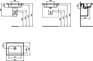 Ideal Standard Möbelwaschtisch Strada II, ohne Hahnloch, mit Überlauf, 640x460x180mm, Weiß – Bild 5