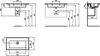 Ideal Standard Möbelwaschtisch Strada II, ohne Hahnloch, mit Überlauf, 840x460x180mm, Weiß – Bild 5