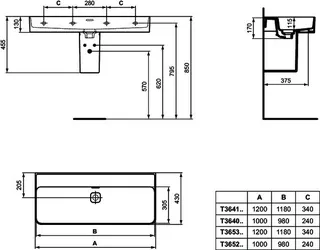 Ideal Standard Waschtisch Strada II, ohne Hahnloch, mit Überlauf, geschliffen, 1000x430x170mm, Weiß – Bild 5