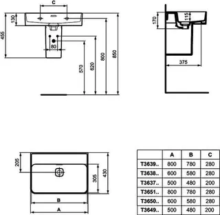 Ideal Standard Waschtisch Strada II, ohne Hahnloch, mit Überlauf, geschliffen, 500x430x170mm, Weiß – Bild 5