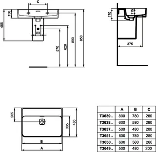 Ideal Standard Waschtisch Strada II, ohne Hahnloch, mit Überlauf, geschliffen, 800x430x170mm, Weiß – Bild 5