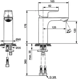 Ideal Standard Waschtisch-Arm. Connect Air, Grande, 5l/min., o.Ablgarn., Ausld.125mm, Chrom – Bild 4