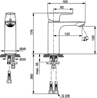 Ideal Standard Waschtisch-Arm. Connect Air, Grande, 5l/min., o.Ablgarn., Ausld.125mm, Chrom – Bild 5