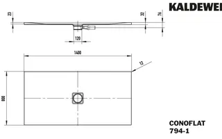 Kaldewei Duschwanne CONOFLAT Mod.794-1,800x1400mm, alpinweiß,Perl-Effekt,Antislip – Bild 5