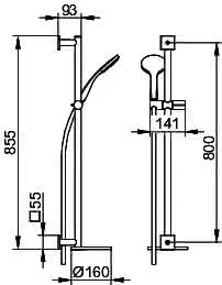 Keuco Brause-Set IXMO 59587, mit Ablage weiß, eckig, verchromt – Bild 2