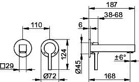 Keuco EHM-Waschtisch-Mischer UP Edition 90 59016, für Wandmontage, verchromt,187mm – Bild 2