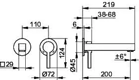 Keuco EHM-Waschtisch-Mischer UP Edition 90 59016, für Wandmontage, verchromt,219mm – Bild 2