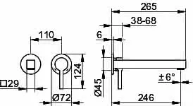 Keuco EHM-Waschtisch-Mischer UP Edition 90 59016, für Wandmontage, verchromt,265mm – Bild 2