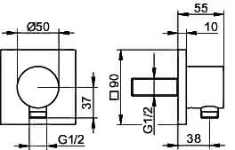 Keuco Schlauchanschluss IXMO 59547, eckig, verchromt – Bild 2