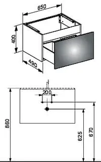 Keuco WTU X-Line 33151, 1 Auszug, anthrazit/Glas anthrazit, 650x400x490mm – Bild 2