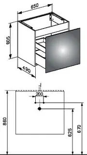 Keuco WTU X-Line 33152, 1 Auszug, trüffel/Glas trüffel, 650x605x490mm – Bild 2