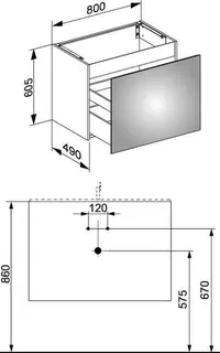 Keuco WTU X-Line 33162, 1 Auszug, anthrazit/Glas anthrazit, 800x605x490mm – Bild 2