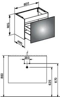 Keuco WTU X-Line 33162, 1 Auszug, trüffel/Glas trüffel, 800x605x490mm – Bild 2