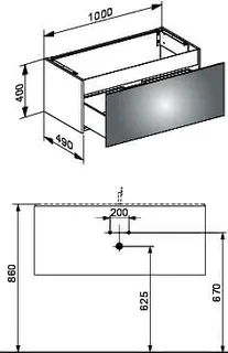 Keuco WTU X-Line 33171, 1 Auszug, anthrazit/Glas anthrazit, 1000x400x490mm – Bild 2