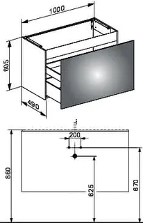 Keuco WTU X-Line 33172, 1 Auszug, trüffel/Glas trüffel, 1000x605x490mm – Bild 2