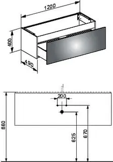 Keuco WTU X-Line 33181, 1 Auszug, anthrazit/Glas anthrazit, 1200x400x490mm – Bild 2