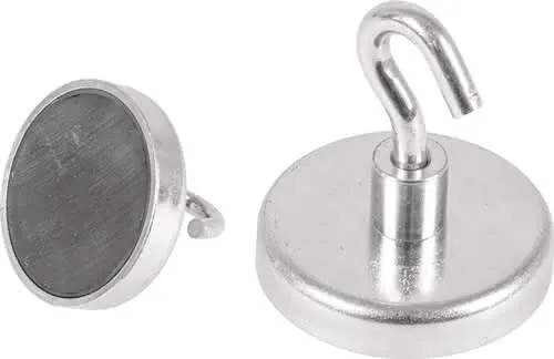 Kraftmagnet D.47mm verzinkt,m.Hak.5St./Karton