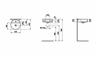 Laufen HWB VAL 425x400x155 1 Hahnloch mit Überlauf weiß – Bild 2