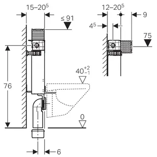 Geberit Kombifix Element für Wand-WC, 82 cm, mit Omega UP-Spülkasten 12 cm, für Betätigung von oben oder von vorne – Bild 2