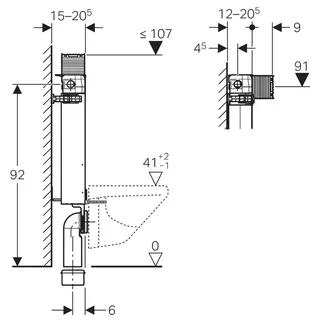 Geberit Kombifix Element für Wand-WC, 98 cm, mit Omega UP-Spülkasten 12 cm, für Betätigung von oben oder von vorne – Bild 2