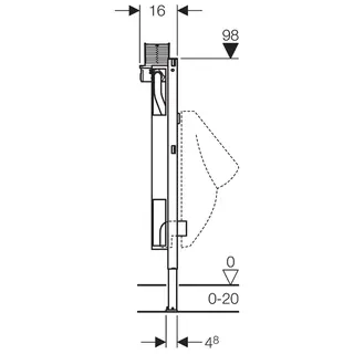Geberit Urinal Element Urinal Universal, 98 cm, Betätigung von oben – Bild 2