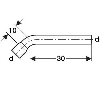 Geberit Spülbogenverlängerung 45 Grad, 30 x10 cm, weiß, d 44 mm – Bild 2