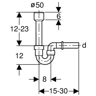 Geberit Röhrengeruchsverschluss für Ausgussbecken d50 Abgang horizontal – Bild 2