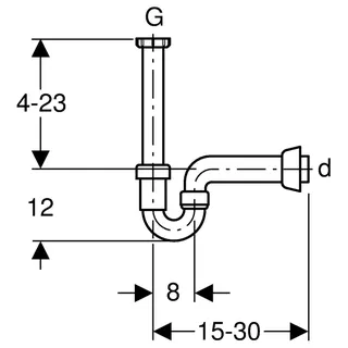 Geberit Rohrbogengeruchsverschluss für Spülbecken Abgang horiz.,1 1/2" x 50 mm – Bild 2