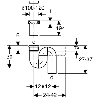 Geberit Geruchsverschluss für Hock-WC Abgang horizontal 110 mm – Bild 2