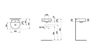 Laufen HWB VAL 425x400x155 ohne Hahnloch ohne Überlauf LCC weiß – Bild 2