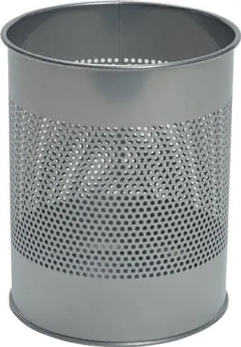 Papierkorb 15l H315xØ260mm Lochraster Stahlbl.pulverbe.silber-metallic DURABLE