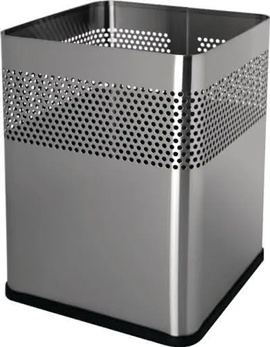 Papierkorb 18l H325xB240xT240mm quad.VA silber HELIT