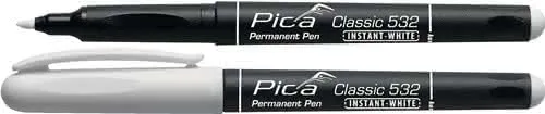 Permanentmarker INSTANT WHITE weiß Strich-B.1-2mm Stift m.Clip PICA