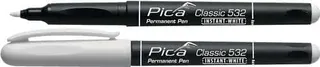 Permanentmarker INSTANT WHITE weiß Strich-B.1-2mm Stift m.Clip PICA