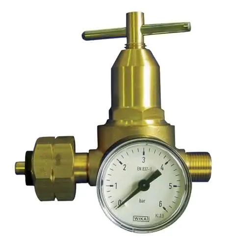 Propankleindruckregler m.Manometer 0,5-6bar 18 kg/hW 21,8x1/14Zoll LH