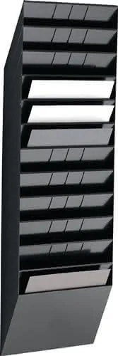 Prospekthalter H1040xB348xT95mm Anz.Fächer 12 A4 quer Polystyrol schwarz