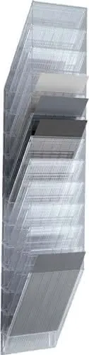 Prospekthalter H1115xB240xT135mm Anz.Fächer 12 A4 hoch Polystyrol transp.
