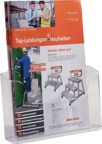 Prospekthalter HxBxTmm DIN A4 Acryl transp.