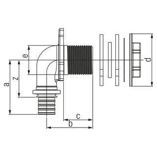 REHAU Wandwinkel RAUTITAN RX+ 16 - Rp 1/2 x 28 für Holzspanplatte – Bild 3