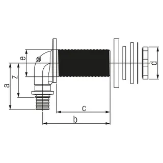 REHAU Wandwinkel RAUTITAN RX+ 16 - Rp 1/2 x 35 für Holzspanplatte – Bild 3