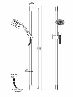 sanibel 3001-Brauseset A19 m. Handbrause 1S 105mm Wandstange 960mm verchromt – Bild 2