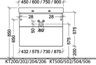 sanibel 5001 Waschtisch-Unterbau KT50601 Push 2 Auszüge 870x575x455mm Weiß-Matt – Bild 2