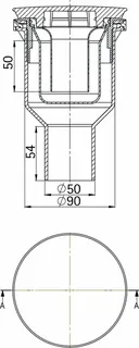 sanibel-Bodenablauf A19 zu Duschfläche PLAN senkrecht DN 50 30,6 Liter/min. – Bild 2