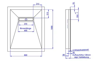 sanibel-Duschfläche LINE HDPS/Mineral- werkst. Gef 4-seitig 800x1000mm Sonder – Bild 2