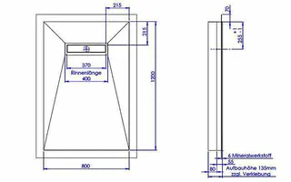 sanibel-Duschfläche LINE HDPS/Mineral- werkst. Gef 4-seitig 800x1200mm Graphit – Bild 2