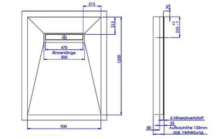 sanibel-Duschfläche LINE HDPS/Mineral- werkst. Gef 4-seitig 900x1200mm Graphit – Bild 2