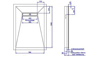 sanibel-Duschfläche LINE HDPS/Mineral- werkst. Gef 4-seitig 900x1300mm Graphit – Bild 2